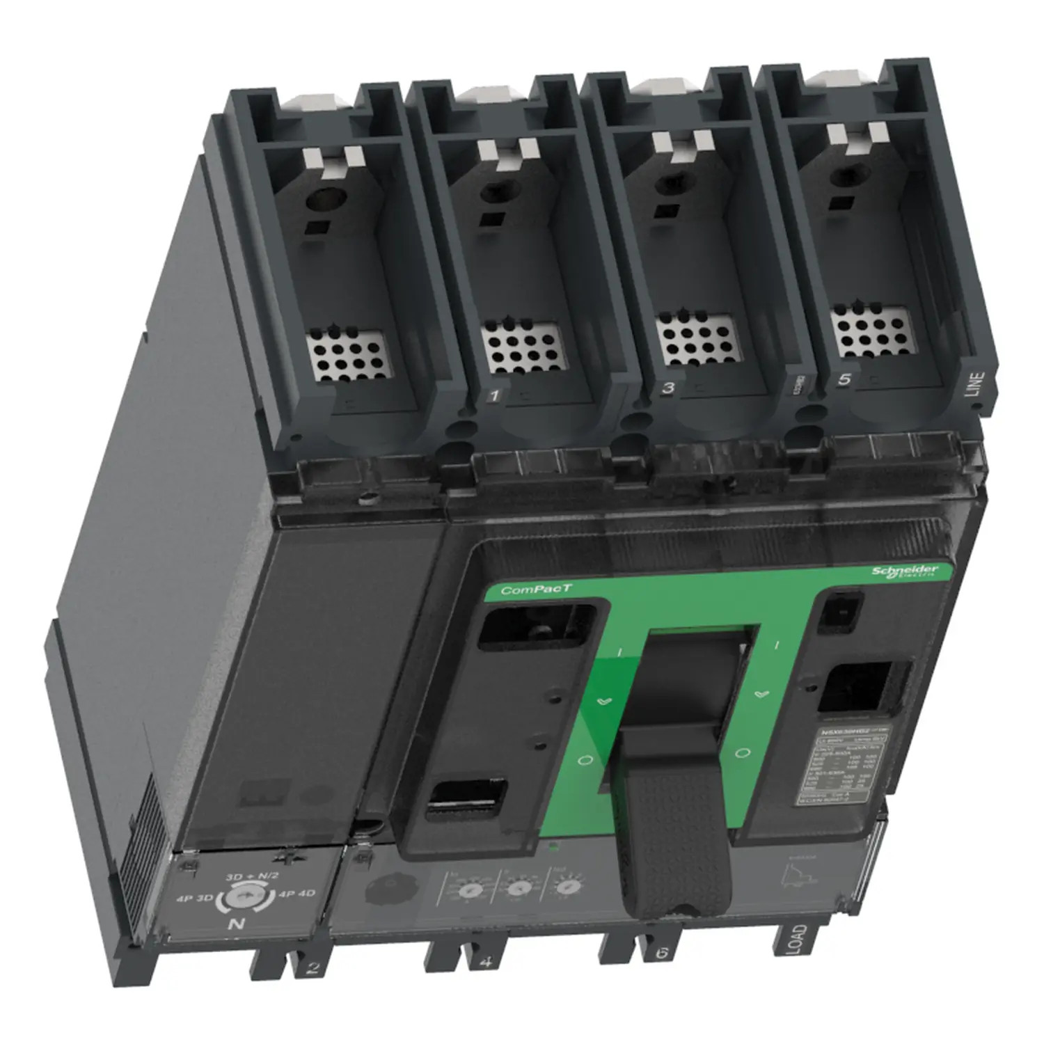C40N42D400 - Disjoncteur 400A Schneider 4P4D réglable de 160A à 400A - MicroLogic 2.3 - 50kA - ComPact NSX400N - Sans Vigi