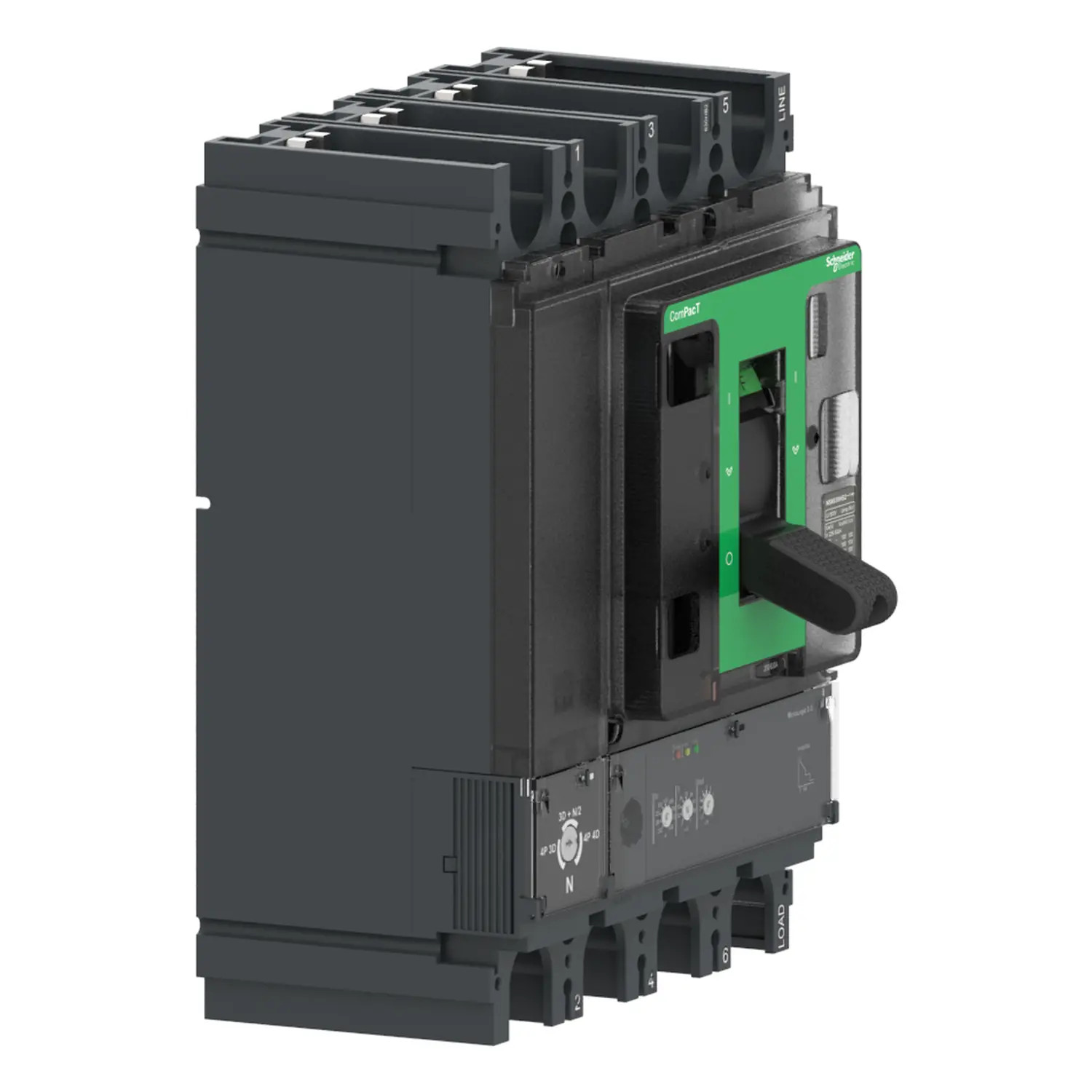C40F42D400 - Disjoncteur 400A Schneider 4P4D réglable de 160A à 400A - MicroLogic 2.3 - 36kA - ComPact NSX400F - Sans Vigi
