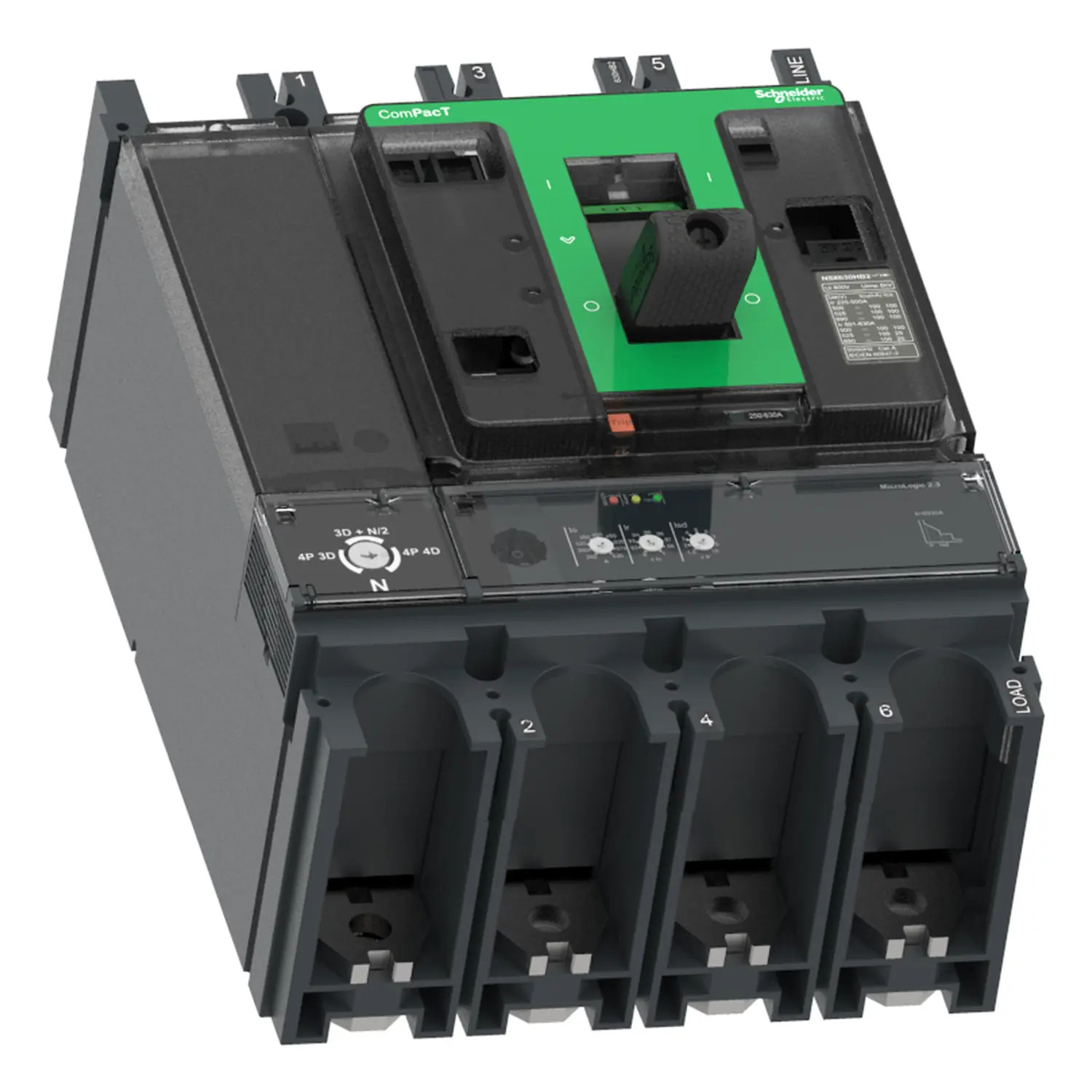 C40F42D400 - Disjoncteur 400A Schneider 4P4D réglable de 160A à 400A - MicroLogic 2.3 - 36kA - ComPact NSX400F - Sans Vigi