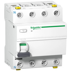 A9Z21463 Schneider - Interrupteur différentiel tétra 4P 63A 30mA Type A - Auxiliarisable - Doubles bornes - Acti9 iID