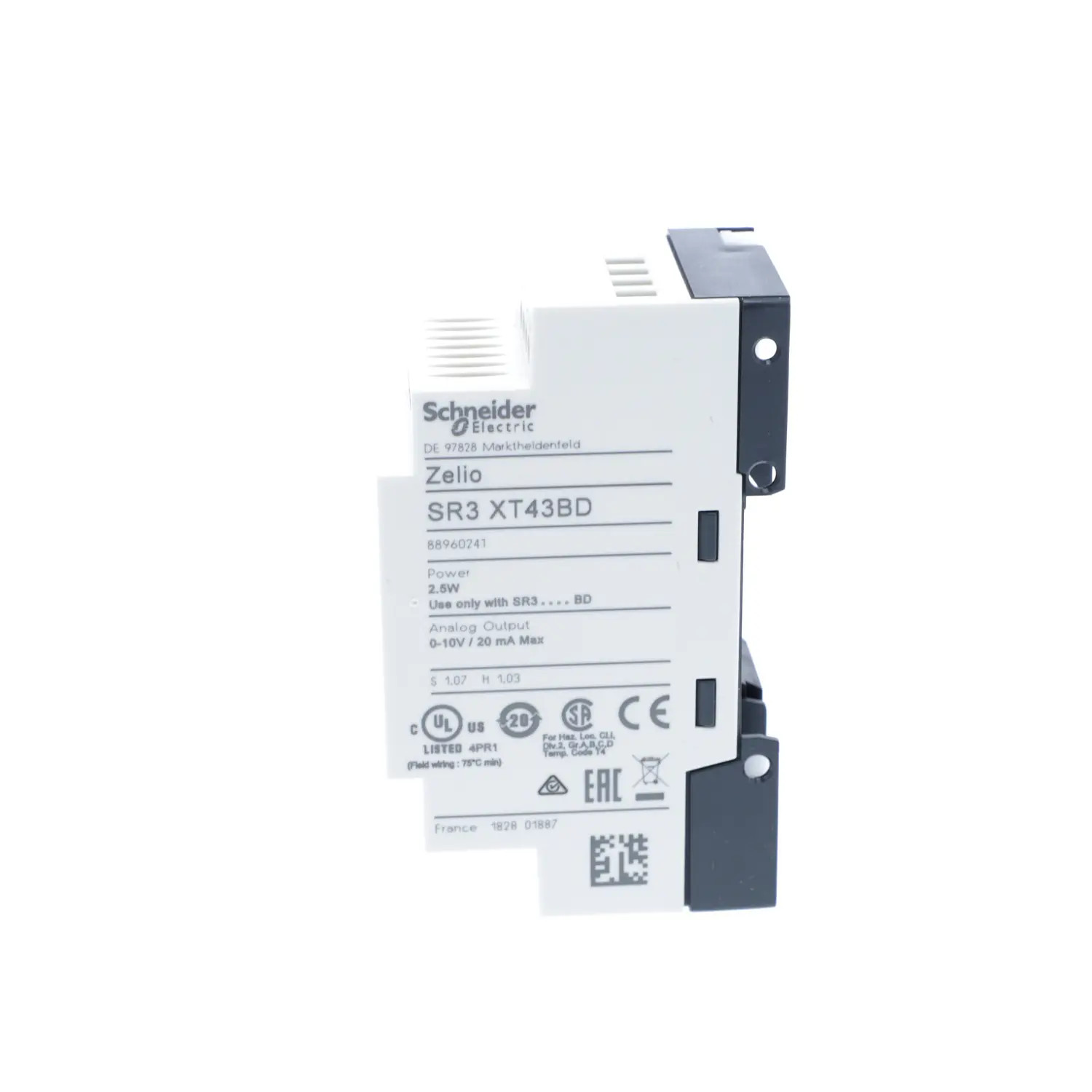 SR3XT43BD Schneider Extension analogique Zelio Logic 0-10V, 0-20mA, Pt100