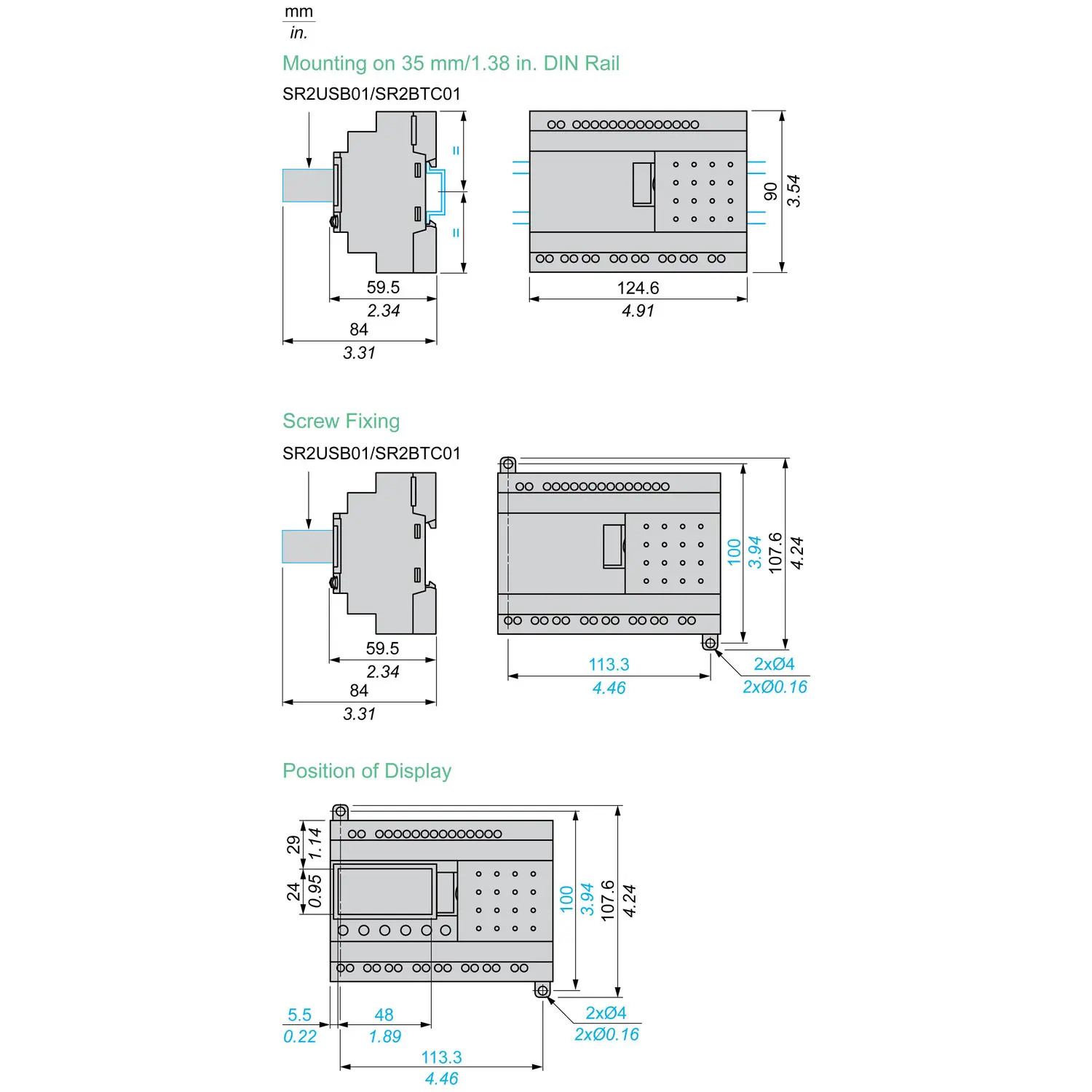 SR3B261BD Schneider Relais Zelio Logic modulaire 26 E/S 24Vcc, horloge + écran
