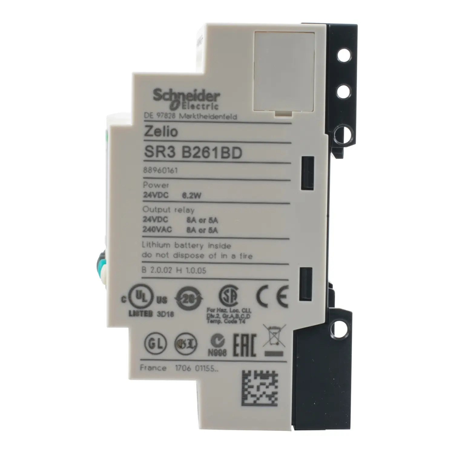 SR3B261BD Schneider Relais Zelio Logic modulaire 26 E/S 24Vcc, horloge + écran
