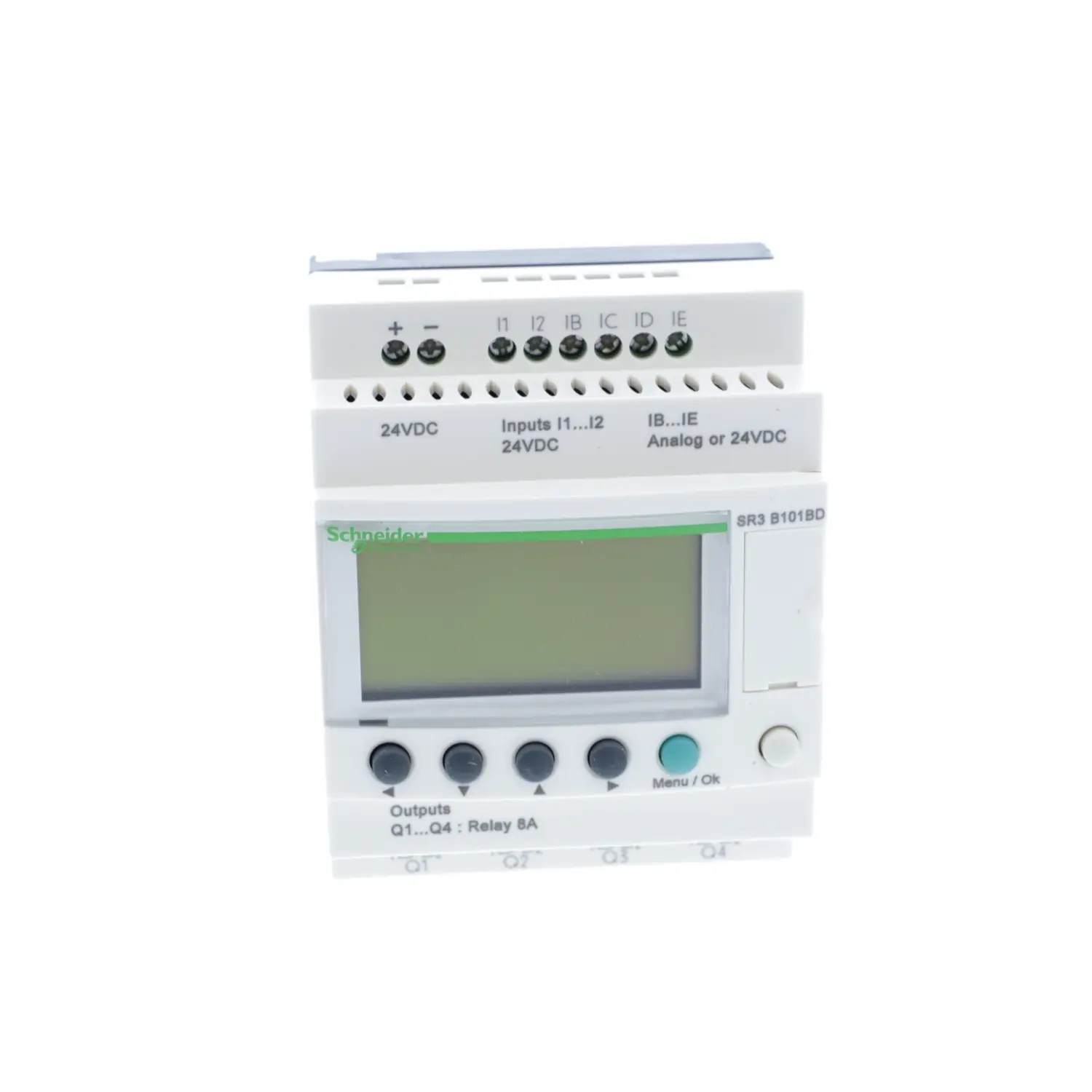 SR3B101BD Schneider Relais Zelio Logic modulaire 10 E/S 24Vcc, horloge + écran