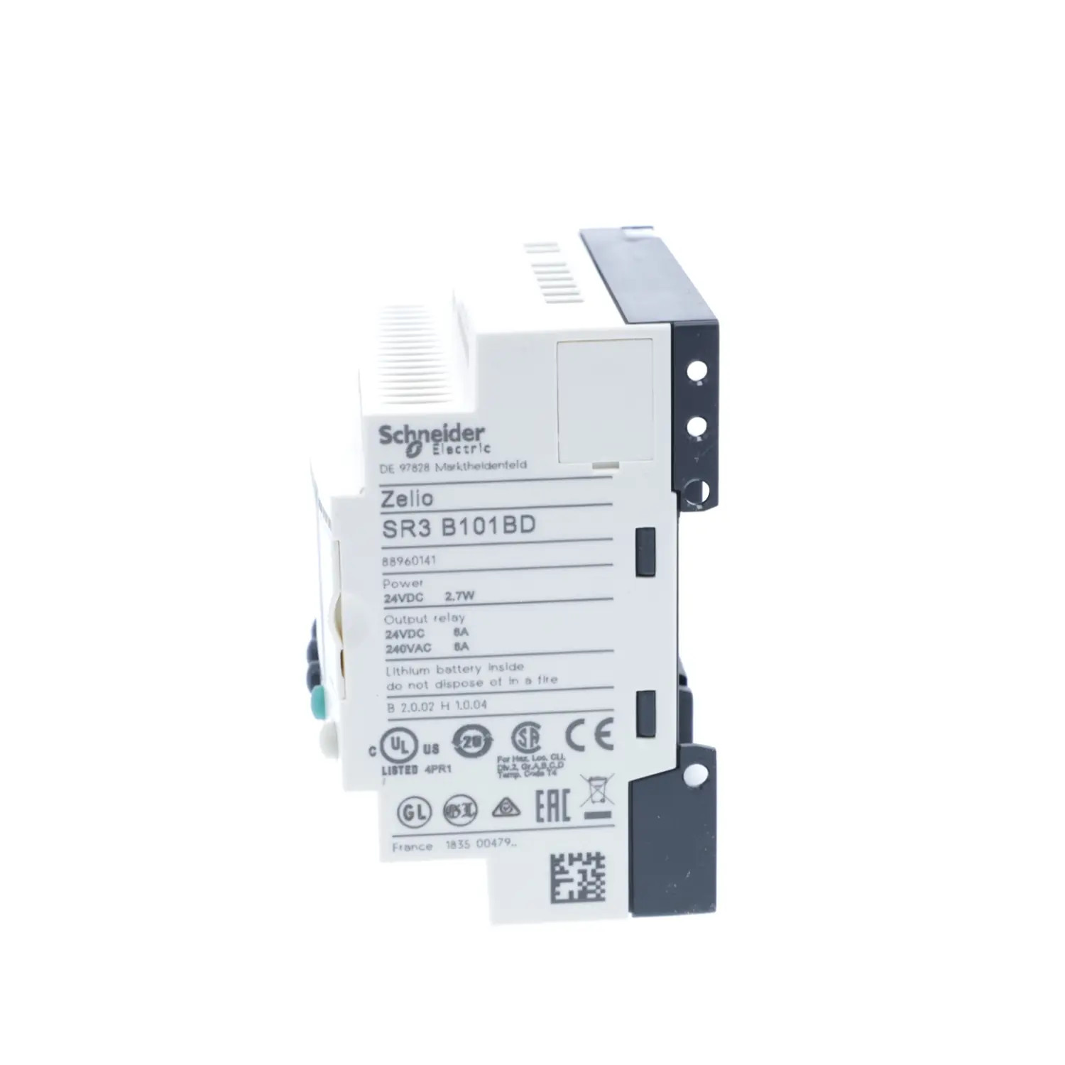 SR3B101BD Schneider Relais Zelio Logic modulaire 10 E/S 24Vcc, horloge + écran