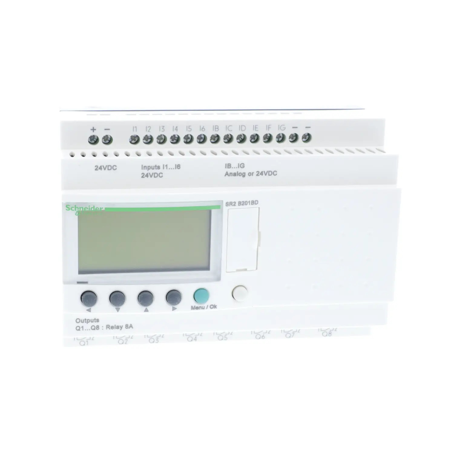 SR2B201BD Schneider Relais Zelio Logic 20 E/S 24Vcc, horloge + écran