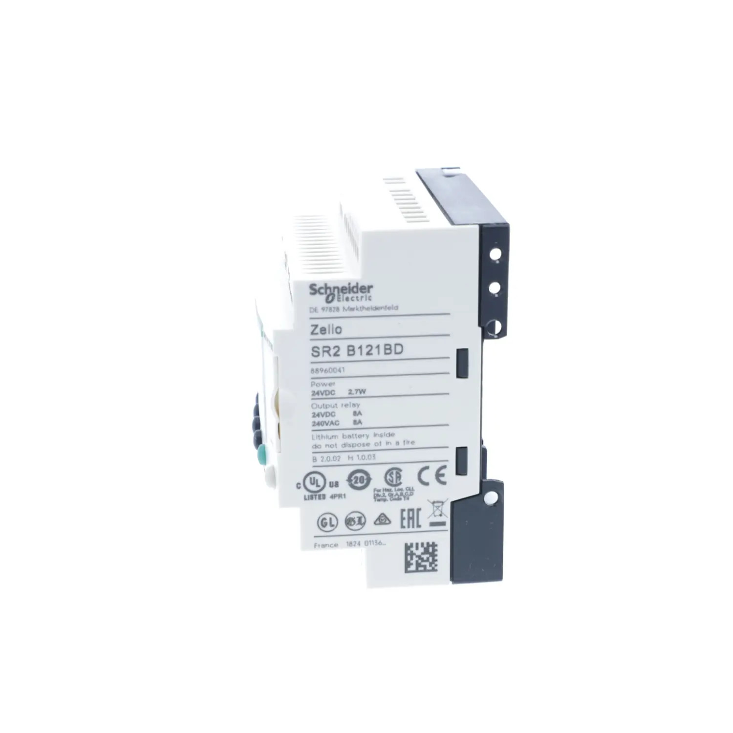 SR2B121BD Schneider Relais Zelio Logic 12 E/S 24Vcc, horloge + écran