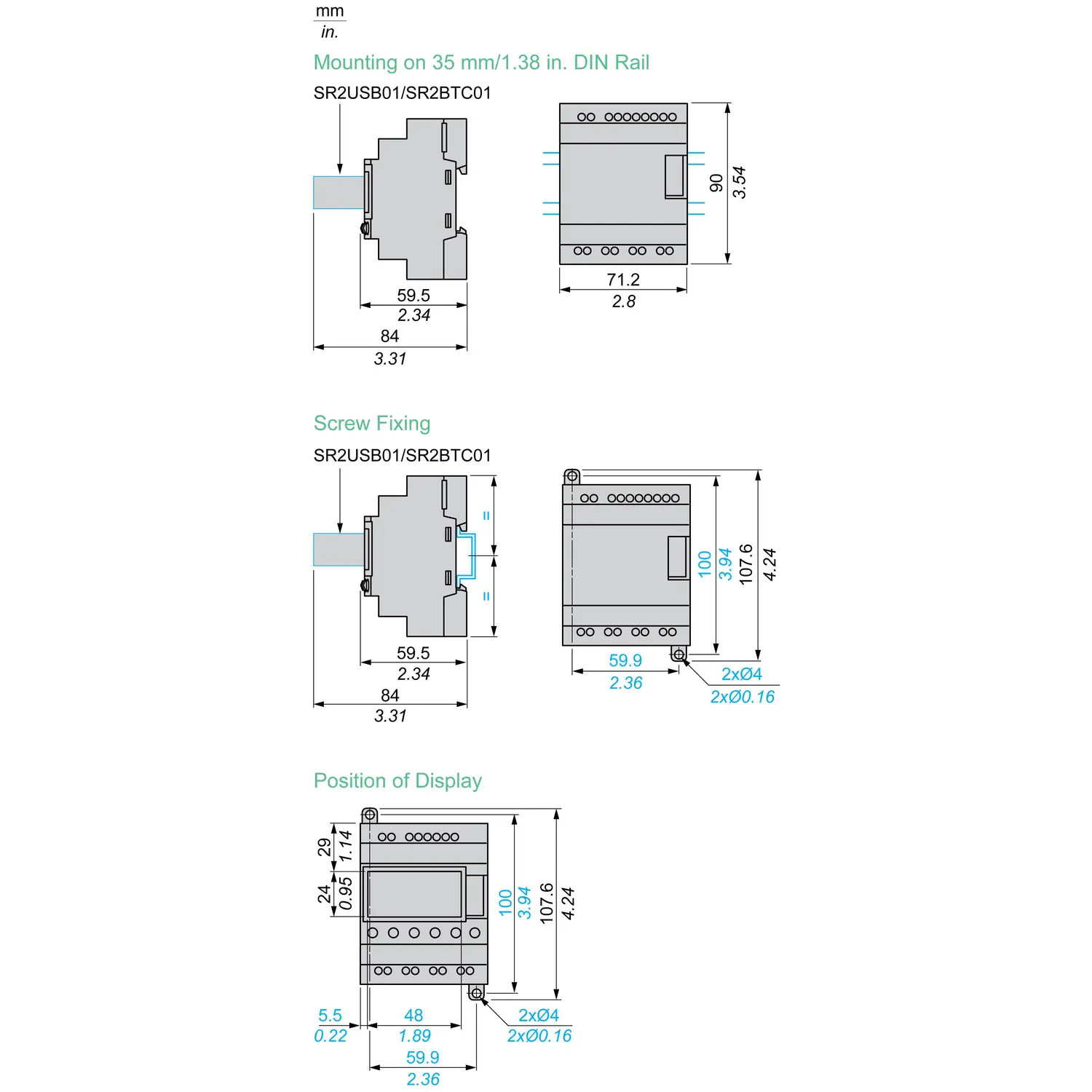 SR2A101FU Schneider Relais Zelio Logic 10 E/S 230V, écran sans horloge