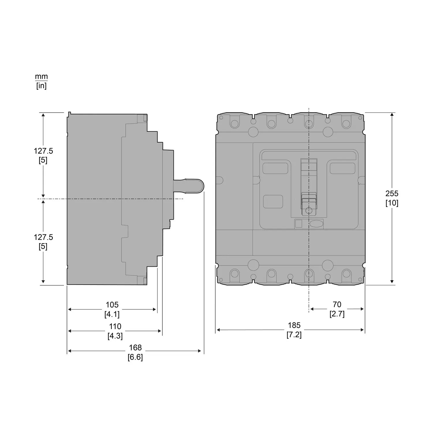 Dimensions C40F44V400 - Disjoncteur différentiel 400A Schneider 4P4D réglable de 160A à 400A - MicroLogic 4.3 Vigi - 36kA - NSX4
