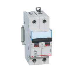 403533 - Disjoncteur Legrand 50A 2P C50 6000A/10kA - 230V - Courbe C - Bornes à vis - 2 modules - TX3