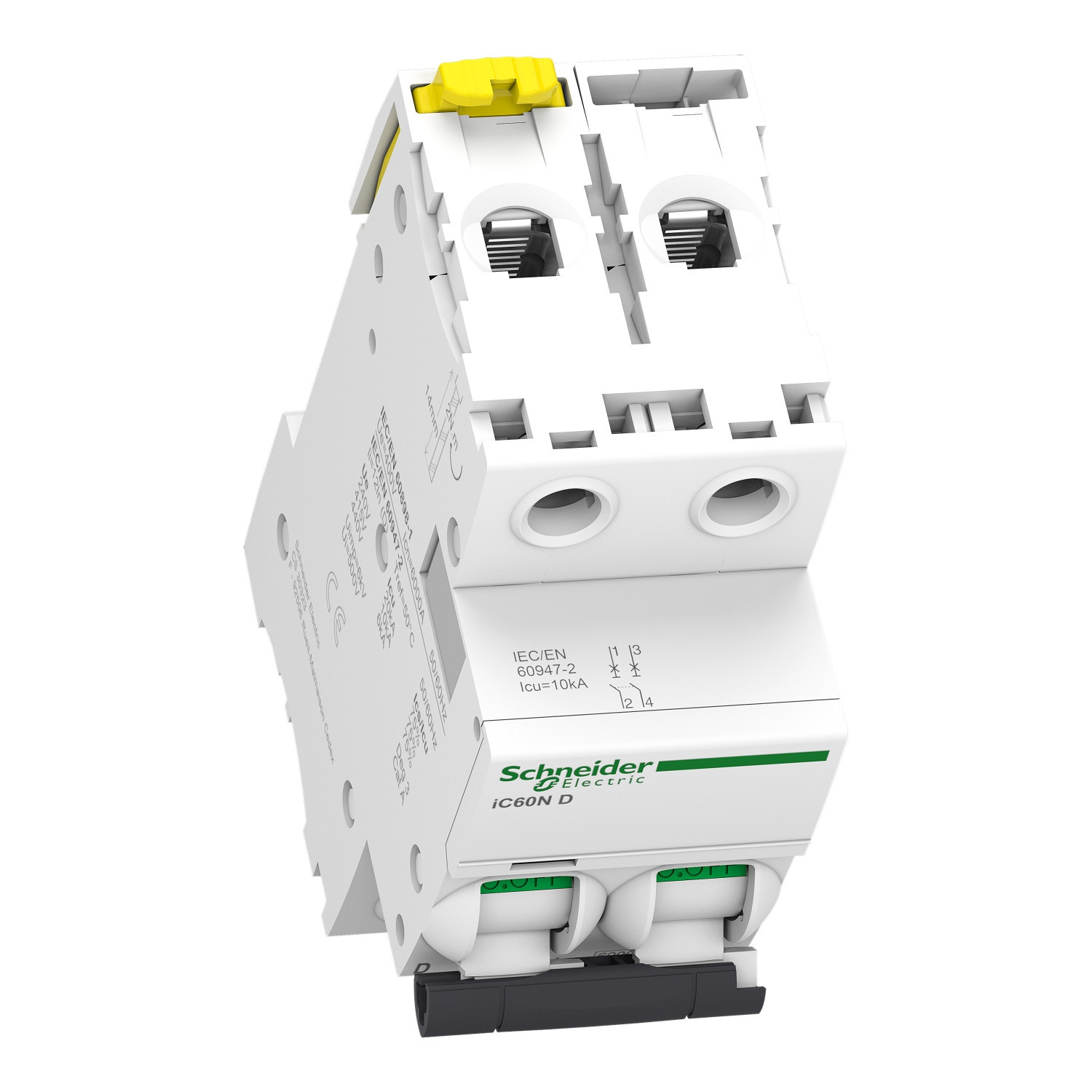 A9F75204 Schneider iC60N - Disjoncteur bipolaire 4A - 2P - Courbe D - 6/50kA - Bornes à vis - Acti9 iC60