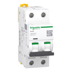 A9F75220 Schneider iC60N - Disjoncteur bipolaire 20A - 2P - Courbe D - 6/10kA - Bornes à vis - Acti9 iC60