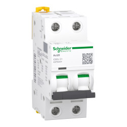 A9F94201 Schneider iC60L - Disjoncteur bipolaire 1A - 2P - Courbe C - 15/100kA - Bornes à vis - Acti9 iC60