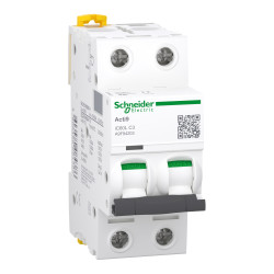 A9F94203 Schneider iC60L - Disjoncteur bipolaire 3A - 2P - Courbe C - 15/100kA - Bornes à vis - Acti9 iC60