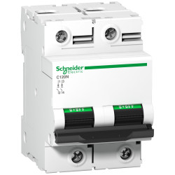A9N18362 Schneider C120N - Disjoncteur bipolaire 100A - 2P - Courbe C - 10kA - Bornes à vis - 3 modules - Acti9 C120