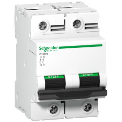 A9N18458 Schneider C120H - Disjoncteur bipolaire 100A - 2P - Courbe C - 15kA - Bornes à vis - 3 modules - Acti9 C120