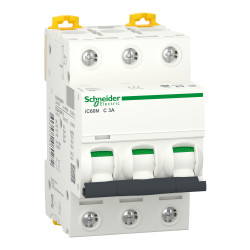 A9F74303 Schneider iC60N - Disjoncteur triphasé 3A - 3P - Courbe C - 6/50kA - Bornes à vis - Acti9 iC60