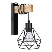 Applique murale bois métal avec ampoule E27 à filament LED